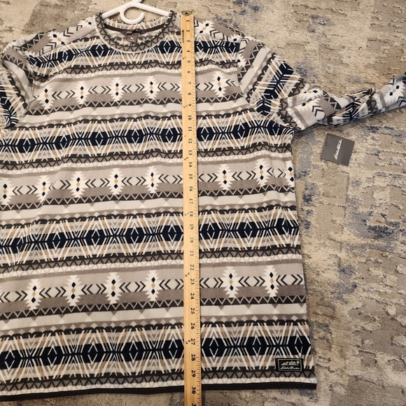 NWT Eddie Bauer Fleece Pullover Size XL Grey Blue Fairisle Aztec Winter - Picture 5 of 14
